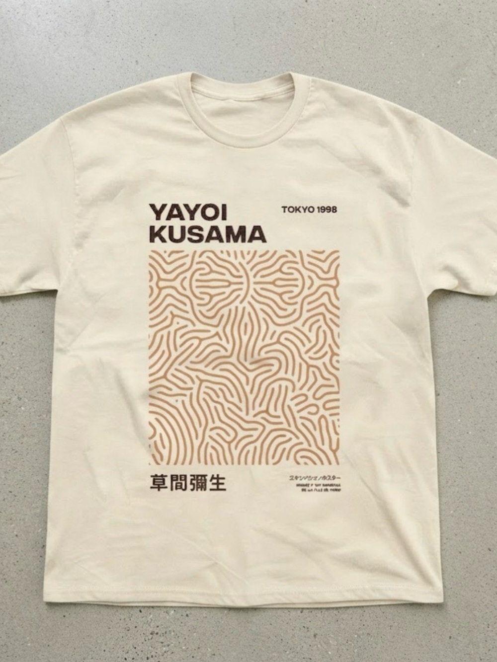 Yayoi Kusama Art Graphic Tee Gildan T-shirt Cream